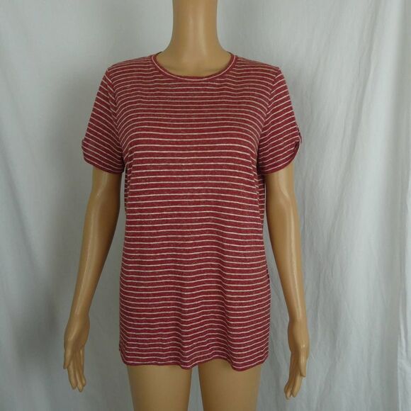 All Saints Mazzy Stripe Tee Striped T Shirt Short Sleeve Crew Neck Red White Med - Picture 1 of 10